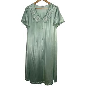 Vintage Vanity Fair Women's Night Dress Lace Collar Mint Green XL